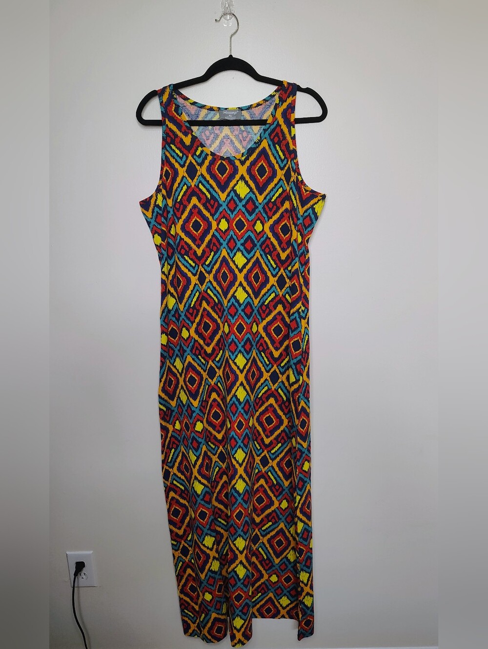 Masseys XL Colorful Ikat Print Tank Maxi Dress | Stretch Casual Summer - Picture 6 of 7